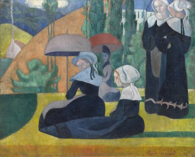 Mujeres Bretonas con Paraguas de Emile Bernard